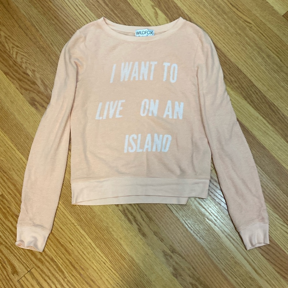 Wild Fox peach I want to live on an island sweater
